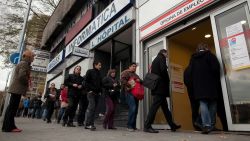 MADRID, SPAIN - DECEMBER 04: People queue to enter a government employment office as it opens on December 4, 2012 in Madrid, Spain. Spain's registered unemployment figures rose by 74,296 hitting a new record of 4.91million according to Madrid's Labor Ministry. The current unenployment rate in Spain stands at 26 % while nationalised lender Bankia group plans to cut 6,000 jobs as a condition for the European bank bailout for Spain. (Photo by Pablo Blazquez Dominguez/Getty Images)
