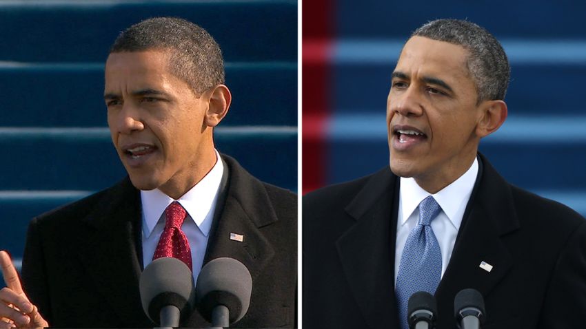 Barack Obama delivers his inaugural addresses on January 20, 2009 and January 21, 2013.