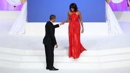 U.S. President Barack Obama prepares to dance with first lady Michelle Obama at the Commander-in-Chief Ball on Monday,January 21, 2013 in Washington. Obama was sworn in for his second term as president during a public Inauguration earlier in the day.
