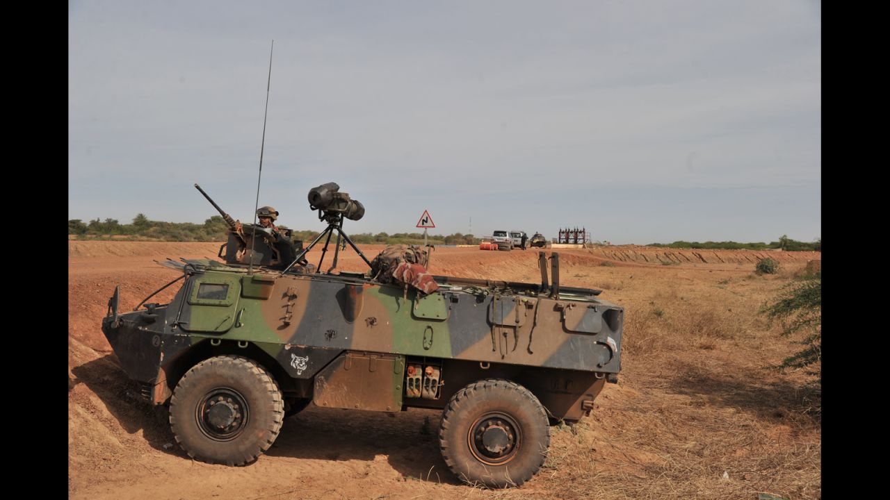 A French soldier mans his post on January 22 near the city of Diabaly, Mali.