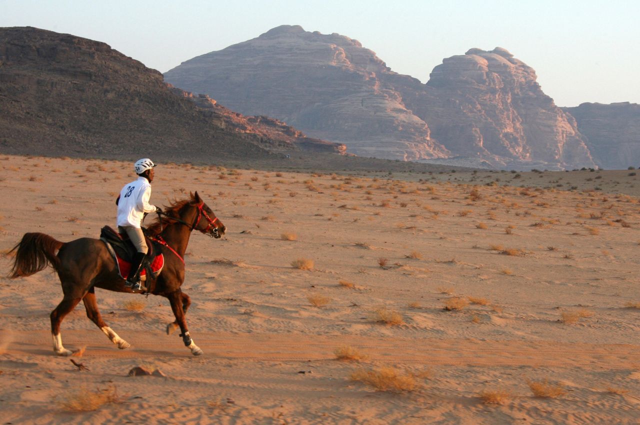 Endurance horse racing is a test of rider and horse across often stark and forbidding terrain over distances up to 160 kilometers. 