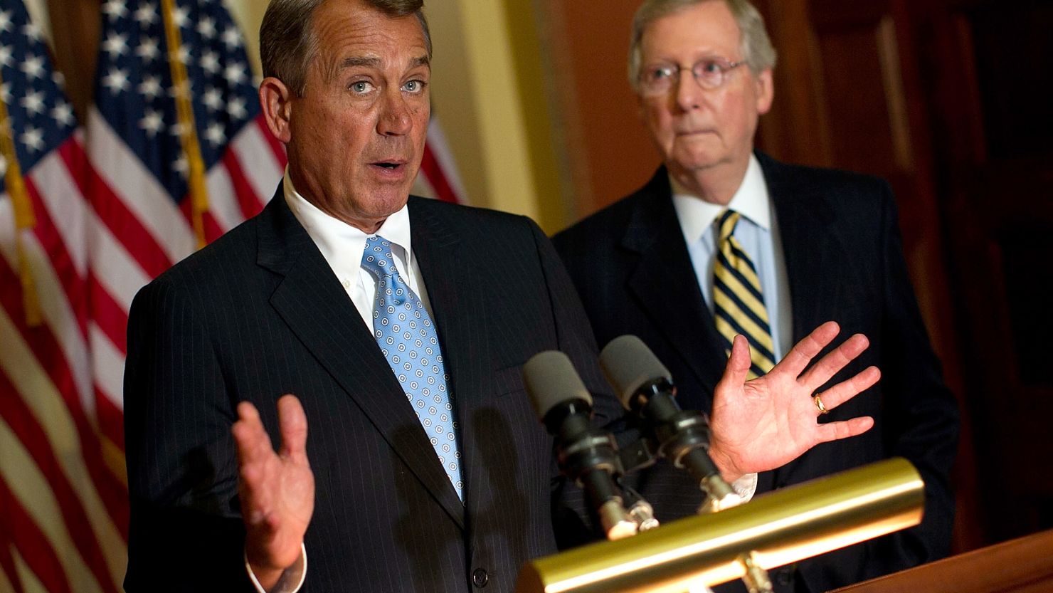 John Boehner, left, and Mitch McConnell in 2012. We can't just blame the Republican leadership, says William Bennett.  