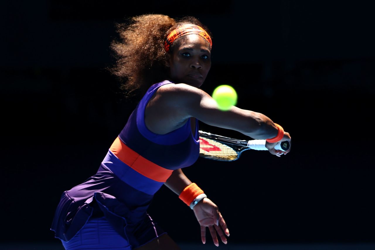 Williams stares down the ball during her match on January 23 against Stephens.