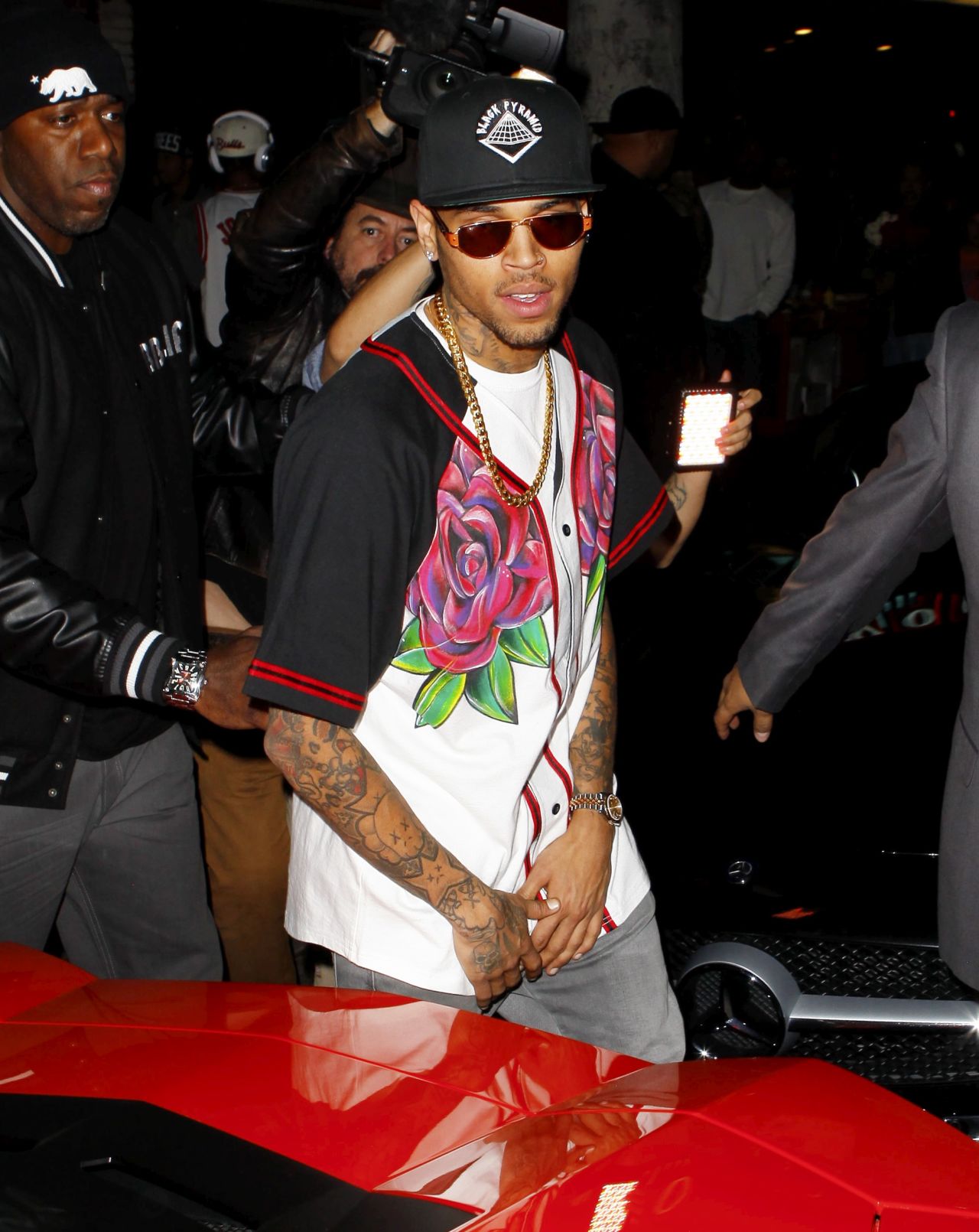<strong>February 2013:</strong> <a href="http://www.cnn.com/2013/02/10/showbiz/chris-brown-crash/index.html" target="_blank">Brown totaled his black Porsche</a> while being "ruthlessly pursued by paparazzi" on February 9, his rep said. Brown told Beverly Hills police he backed the car into a wall while "he was being chased by paparazzi, causing him to lose control of his vehicle," a police statement said. No charges were filed.