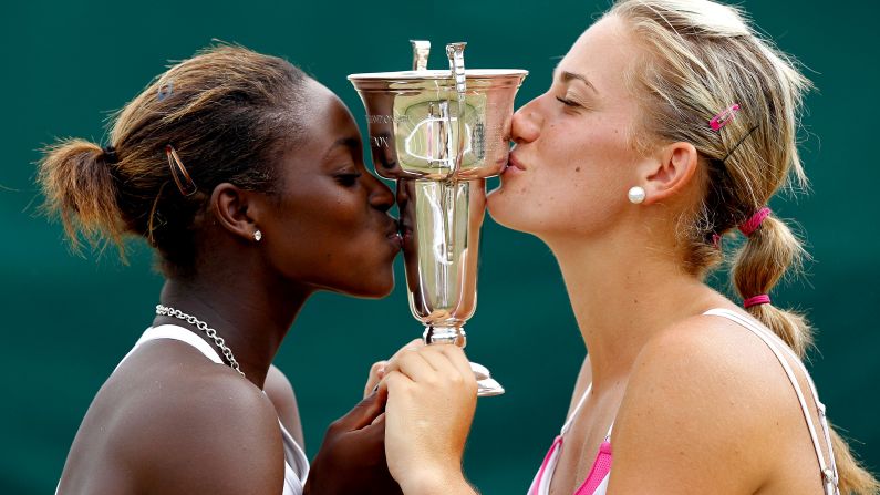 During her junior career, Stephens picked up a doubles title at Wimbledon in London on July 4, 2010, with Hungarian teenager Timea Babos.