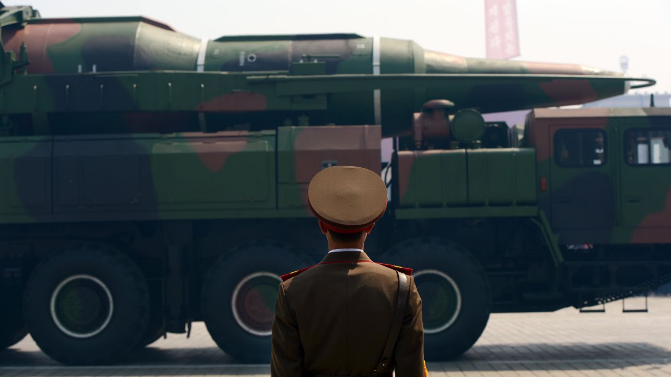 A military vehicle participates in a parade in Pyongyang in April 2012.
