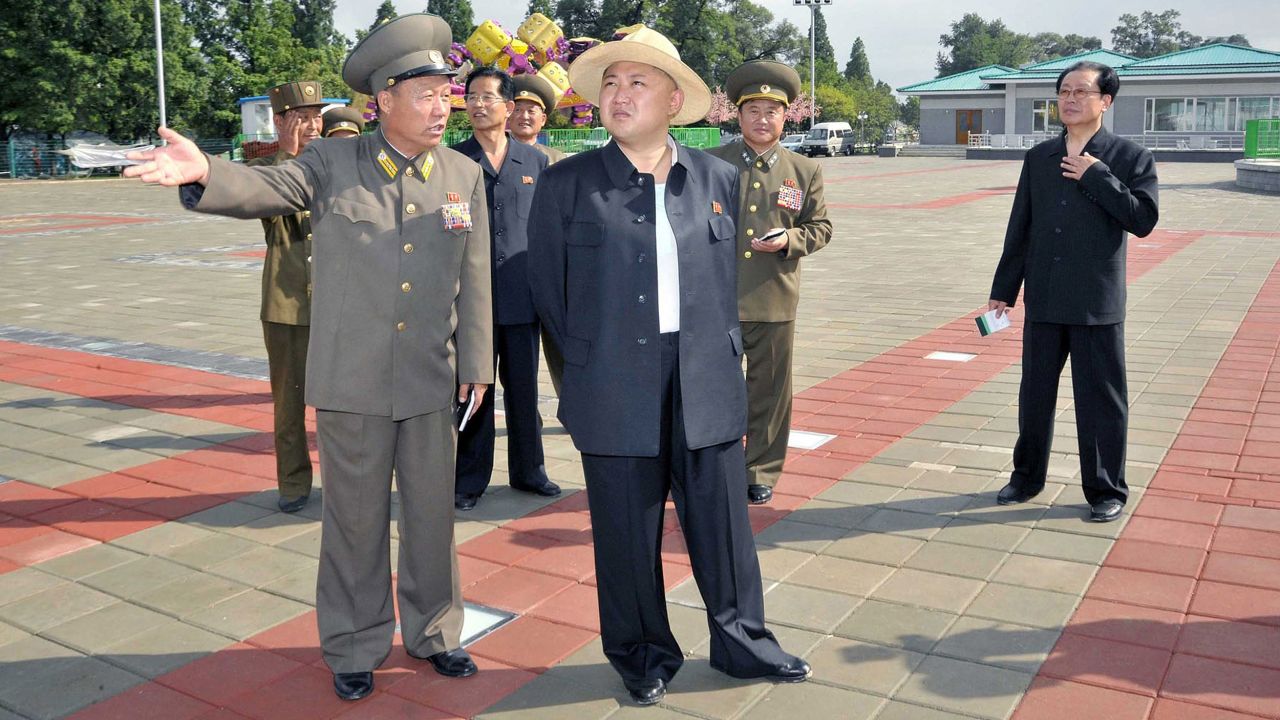 Kim visits the Rungna People's Pleasure Ground, under construction in Pyongyang, in a photo released in July 2012 by the KCNA.