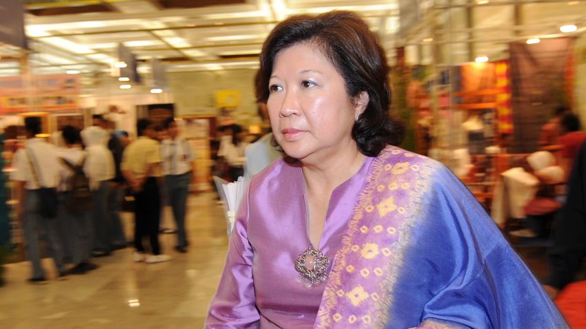 Indonesian Trade Minister Mari Pangestu arrives at a venue of an exhibition of small and medium scale industries in Jakarta on June 23, 2010.