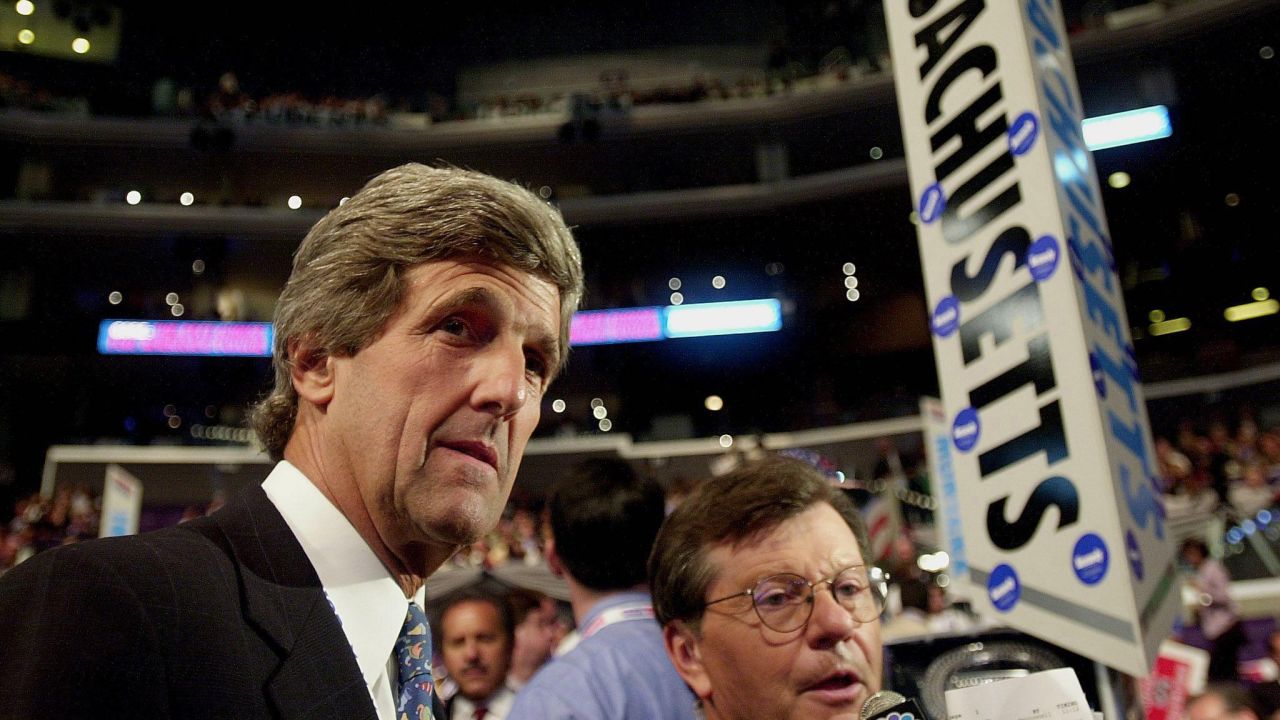 Kerry walks the floor of the Democratic National Convention on August 15, 2000, at the Staples Center in Los Angeles.