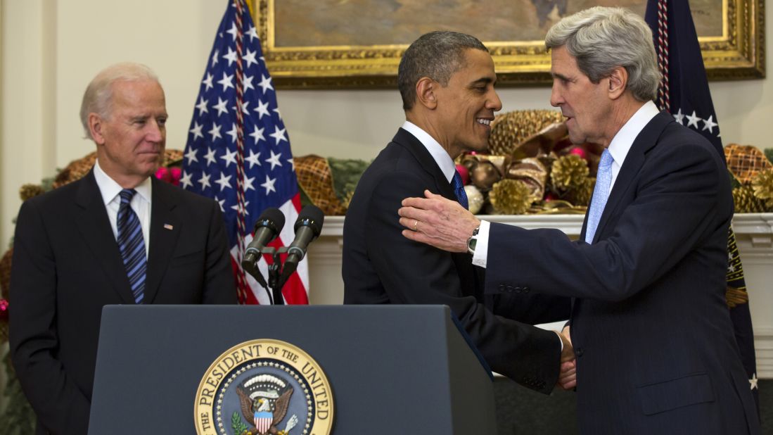 President Barack Obama shakes hands Kerry after announcing his nomination to be secretary of state on December 21 in Washington. If confirmed, Kerry will replace retiring Secretary of State Hillary Clinton early in 2013.