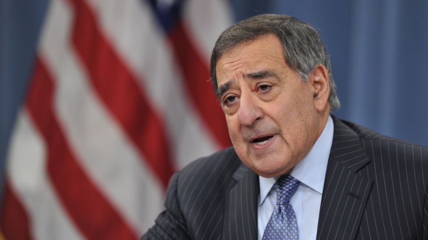 US Secretary of Defense Leon Panetta and Chairman of the Joint Chiefs of Staff General Martin E. Dempsey (not shown) announce lifting the ban on women serving in front line combat roles during a media briefing January 24, 2013 at the Pentagon in Washington, DC.