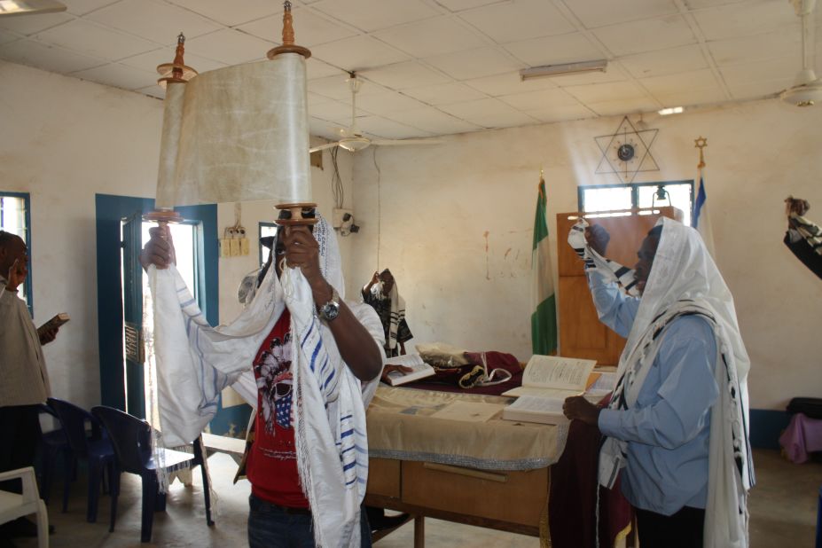 Honoring the presentation of the Torah at a synagogue near Abuja. (Courtesy: Chika Oduah.) 