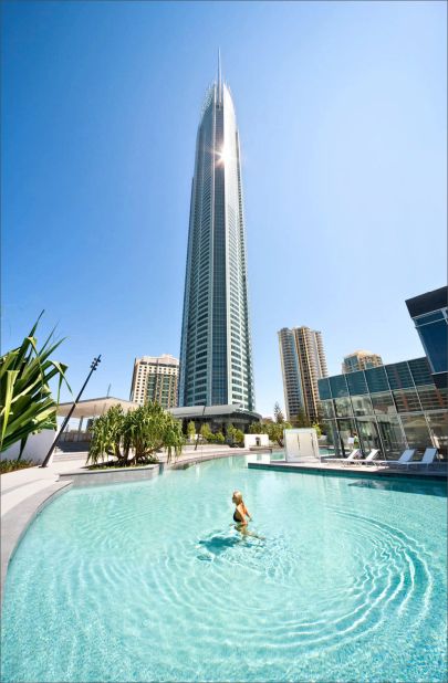 The roof of the Q1 Resort and Spa is meant to resemble both the Olympic torch and Sydney's iconic Opera House.