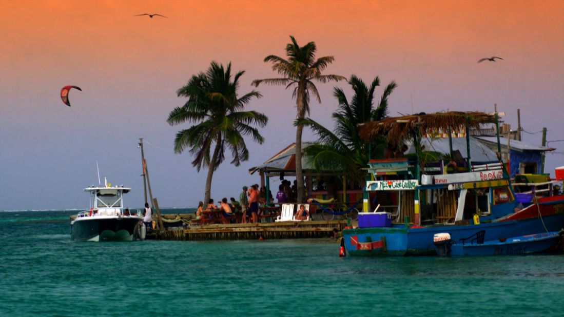 Caye Caulker is a laid-back coral island just off the Belize coastline in the Caribbean. You reach it by water taxi, and there are no cars there. 