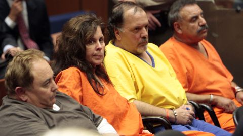 Former Bell, California, officials (from left) Robert Rizzo, Angela Spaccia, Victor Bello and Oscar Hernandez appear in court in September 2010.