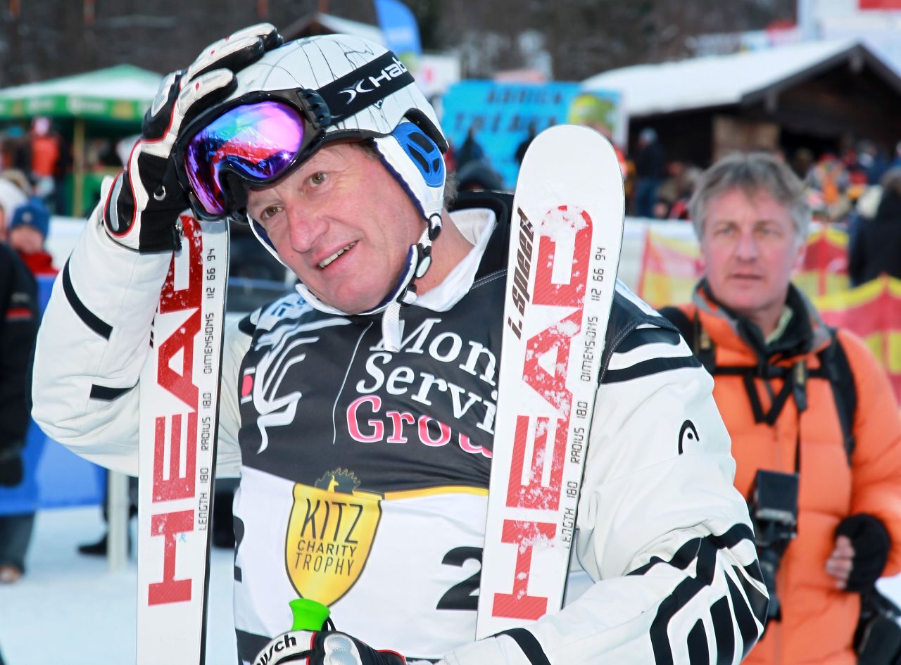 Klammer shows off his skills to the current day as he takes part in a charity race at Kitzbuhel last year.