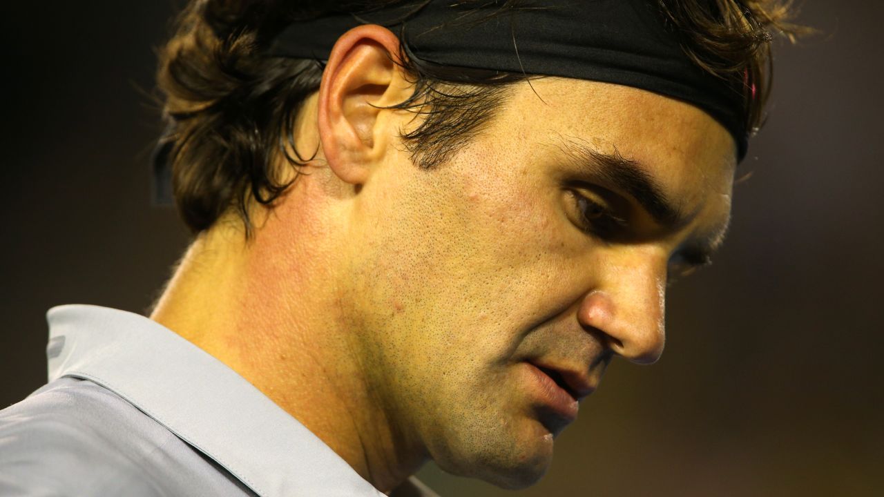 Roger Federer of Switzerland plays a semifinal match against Andy Murray of Great Britain on January 25.