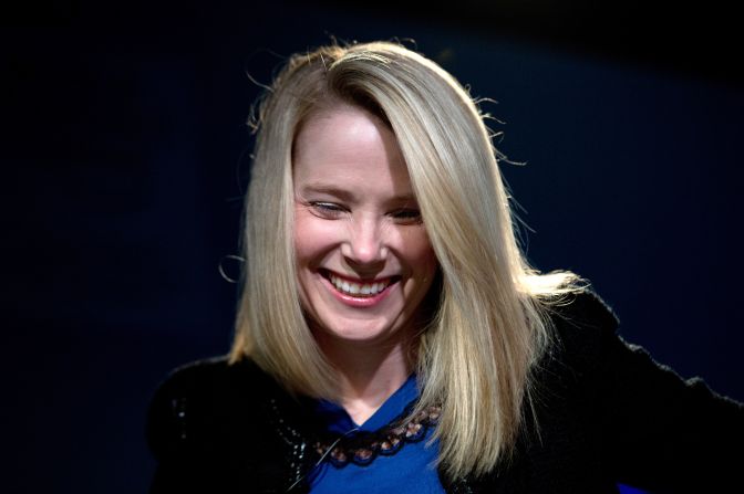 Marissa Mayer, CEO of Yahoo!, is all smiles during her session at the World Economic Forum. 