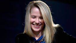 Marissa Mayer, CEO of Yahoo!, is all smiles during her session at the World Economic Forum. 