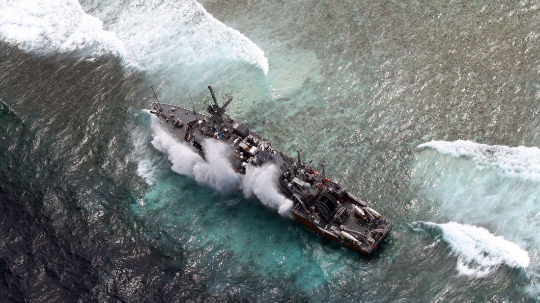 The Guardian on the Tubbataha Reef on January 19 in a handout photo from the Philippines military.