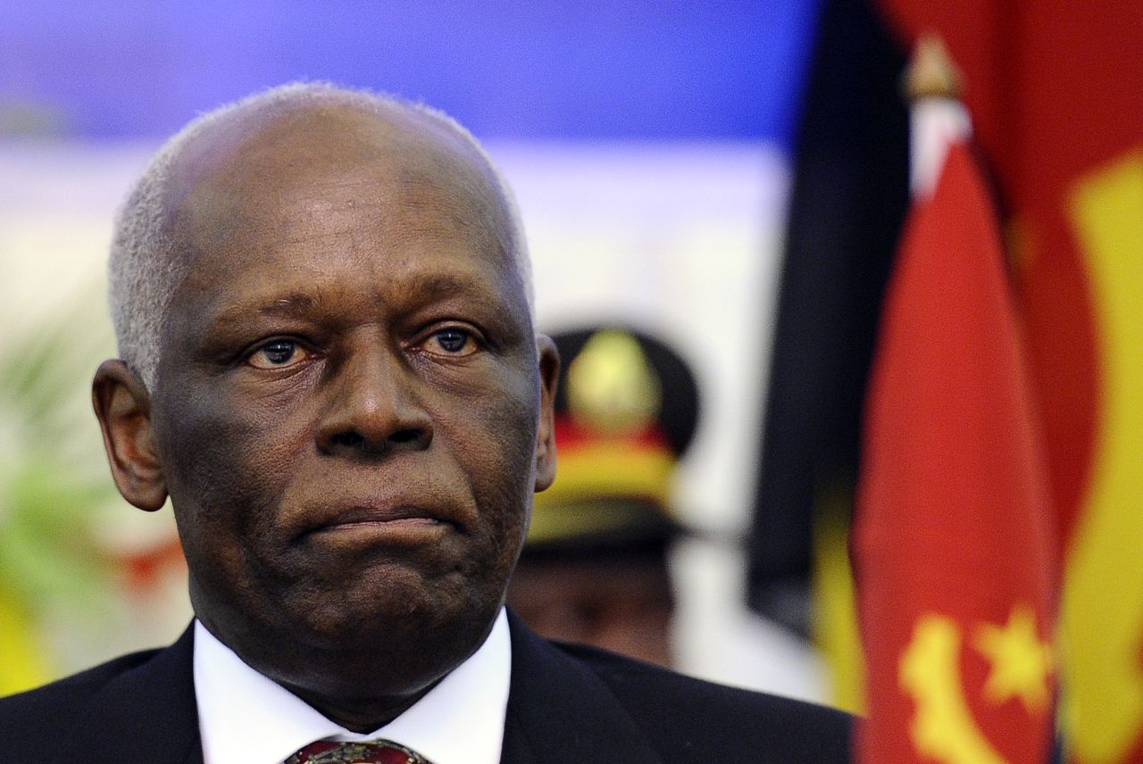 Angolan president Jose Eduardo Dos Santos, 73, took office in 1979. He has received criticism for alleged corruption while in power.