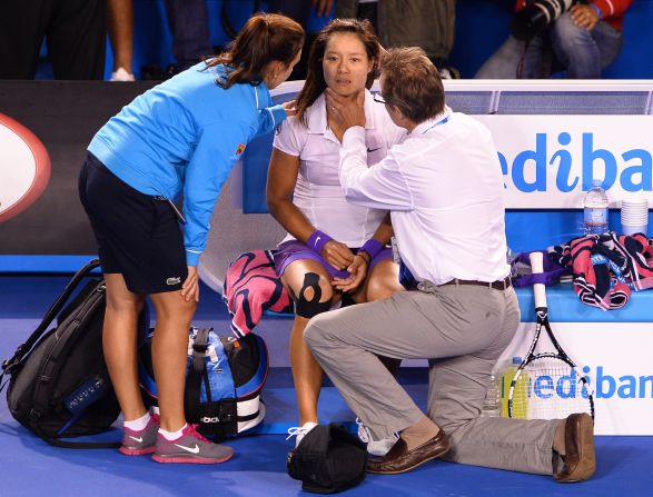 The 30-year-old also needed treatment in the deciding set, when she went over on her ankle again and then hit her head on the court. 