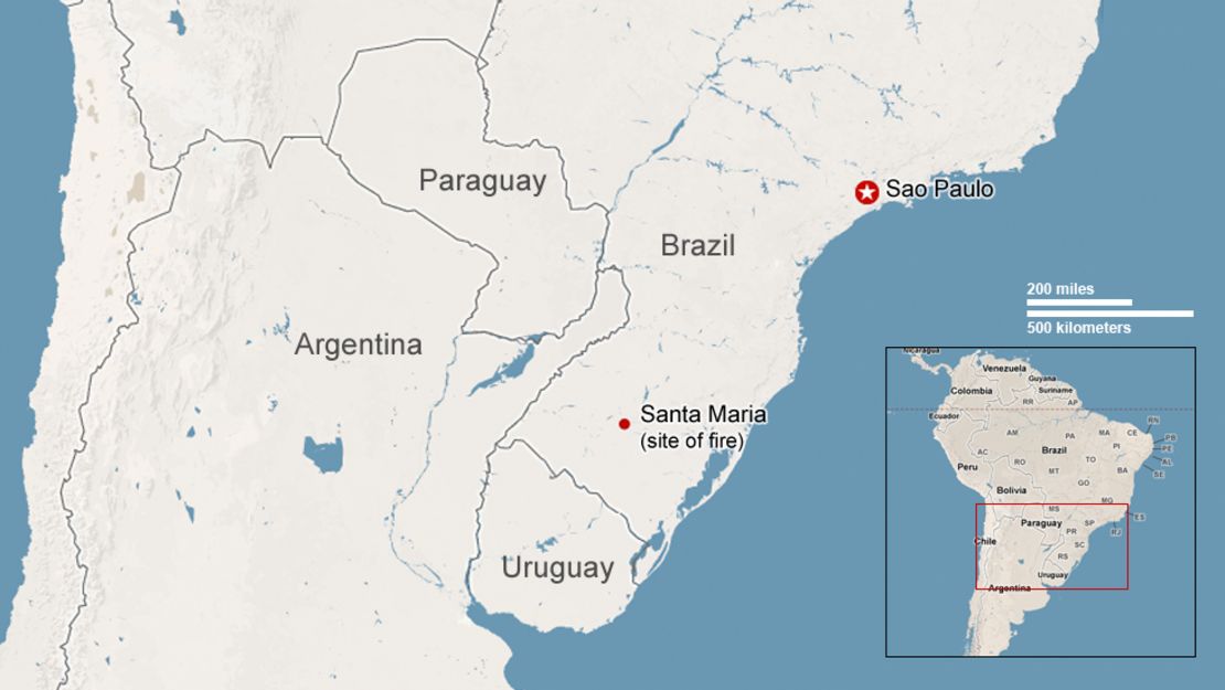 Map: Brazil nightclub fire