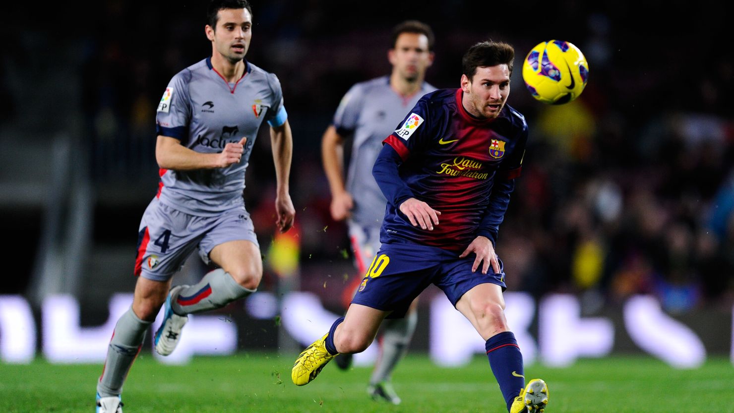 Leo Messi scored four as Barcelona cruised to a 5-1 win over Osasuna at Camp Nou Sunday.