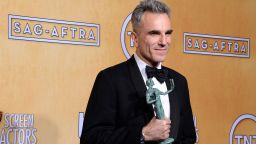 Actor Daniel Day-Lewis, winner of Outstanding Performance by a Male Actor in a Leading Role for 'Lincoln,' poses in the press room during the 19th Annual Screen Actors Guild Awards held at The Shrine Auditorium on January 27, 2013 in Los Angeles, California. 