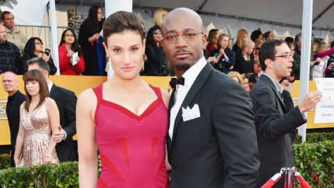 Taye Diggs and Idina Menzel arrive at the Screen Actors Guild Awards held Sunday at The Shrine Auditorium in Los Angeles.