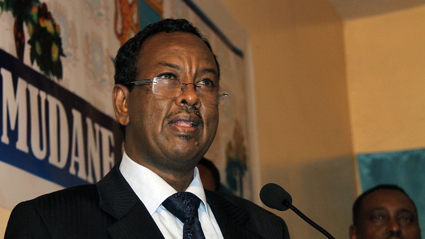 (File) Somalia's newly appointed PM, Abdi Farah Shirdon Said gives a speech on October 06, 2012, in Mogadishu.
