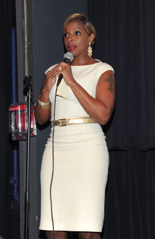 Mary J. Blige speaks at the premiere of "Betty & Coretta" in New York City.