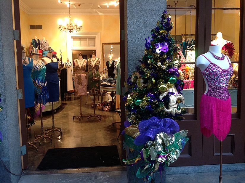 Businesses are decked out in purple, green and gold for Carnival.