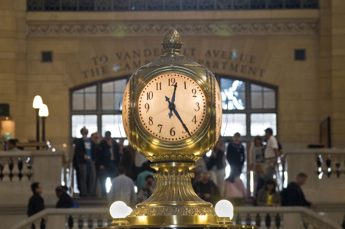 The terminal's iconic opal-faced clock.