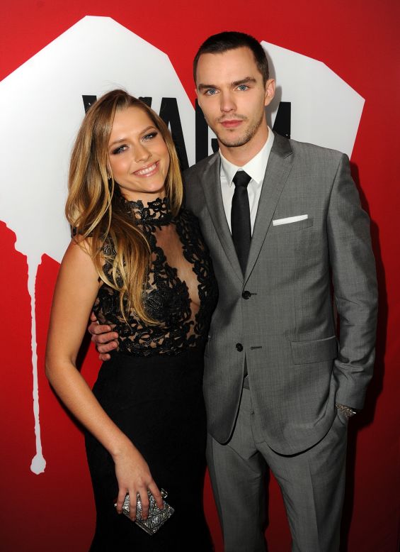 Teresa Palmer and Nicholas Hoult attend the Los Angeles premiere of "Warm Bodies."