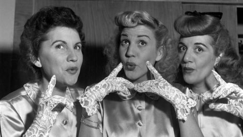Popular vocal harmony group The Andrews Sisters; Maxene, Patty and Laverne.