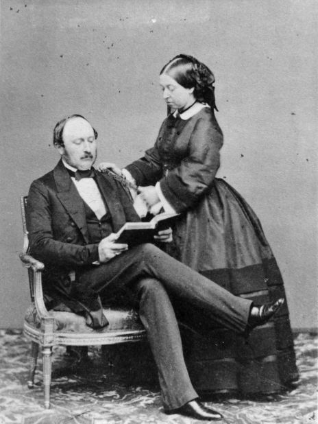 Queen Victoria and her beloved Prince Albert, the Prince Consort, at Buckingham Palace, on May 15, 1860.  Victoria, George III's granddaughter, reigned from 1837 until her death, at the age of 81, in 1901.