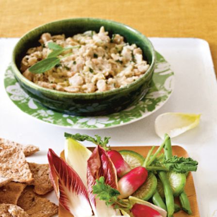 Mashing cannellini beans with olive oil, garlic and sage creates the same creamy consistency as sour-cream-based dips, for 320 calories. <strong>Try this recipe:</strong> <a href="index.php?page=&url=http%3A%2F%2Fwww.health.com%2Fhealth%2Frecipe%2F0%2C%2C10000001918604%2C00.html" target="_blank" target="_blank">White bean dip</a>