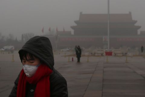 A pedestrian wears a mask at Tiananmen Square as protection from severe pollution on Thursday, January 31, 2013, in Beijing. It's the fourth time this year that a heavy blanket of smog has affected eastern China, including the capital. The air quality has reached hazardous levels, and residents were encouraged to avoid outdoor activities. <a href="http://edition.cnn.com/video/#/video/world/2013/01/31/mr-beijing-smog.cnn" target="_blank">Watch a video explaining the hazardous smog.</a>
