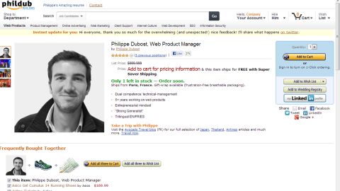 Despite some one-star ratings, Dubost's online '"Amazon" CV has done wonders for his career.