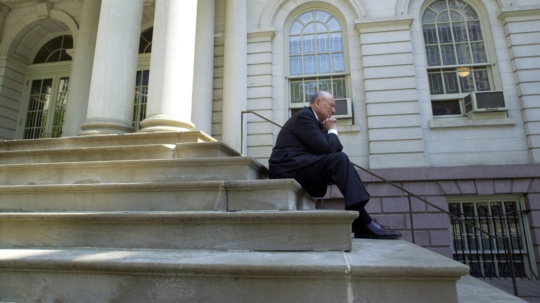 Koch rests on the steps of City Hall in May 2001. After leaving office, Koch practiced law, hosted a radio show, wrote a newspaper column and made countless TV cameo appearances. 