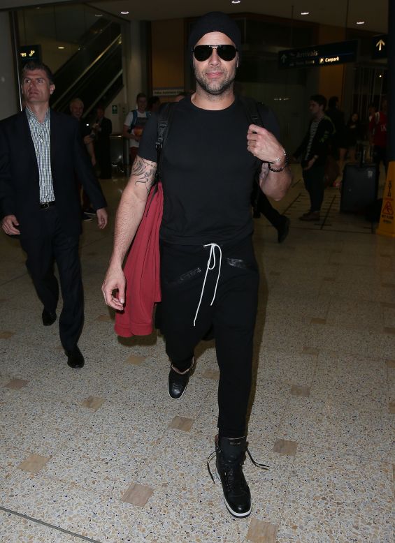 Ricky Martin arrives in Sydney, Australia.