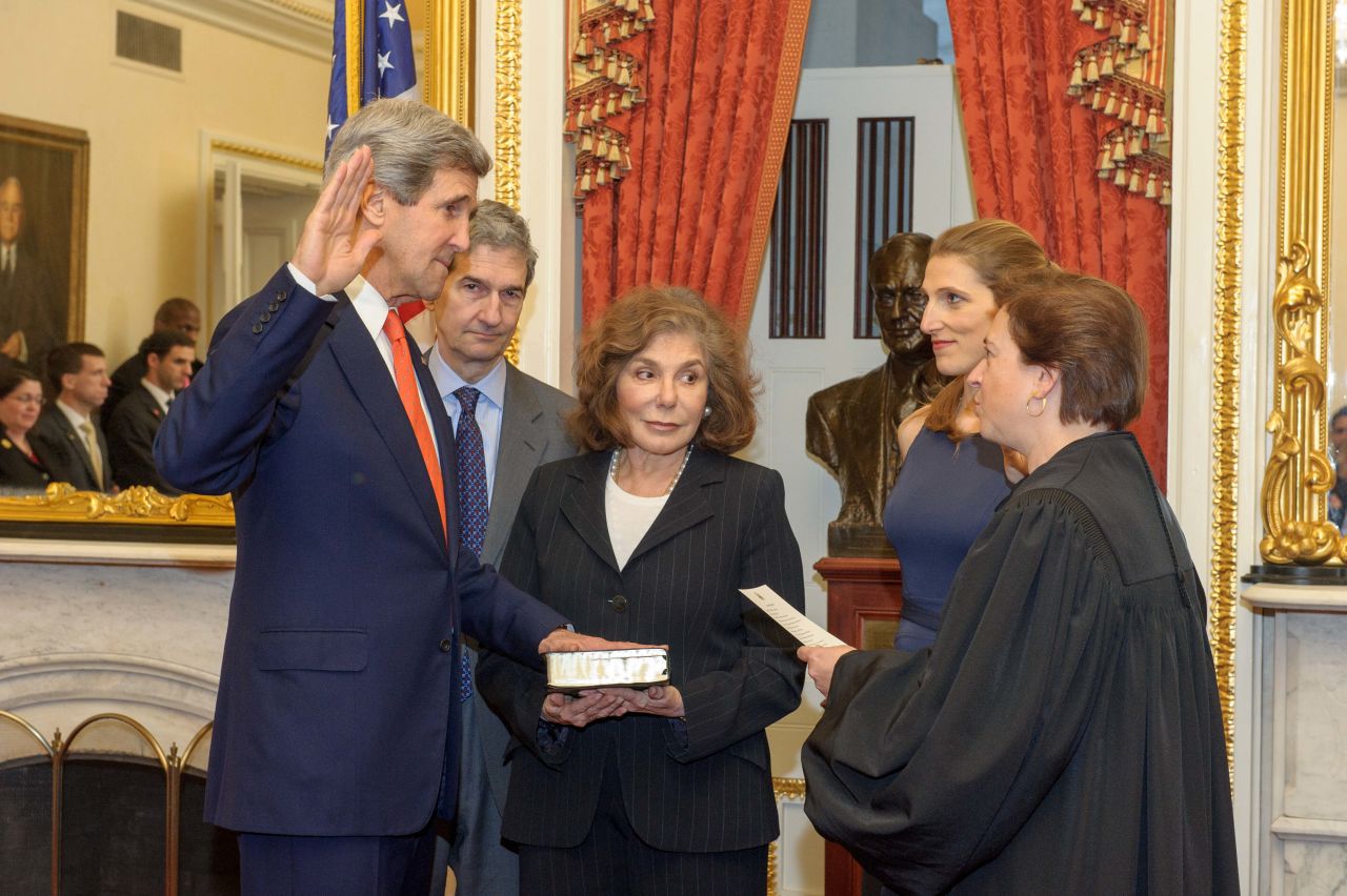 Sen. John Kerry, D-Massachusetts, is sworn in as secretary of state on Friday, February 1.