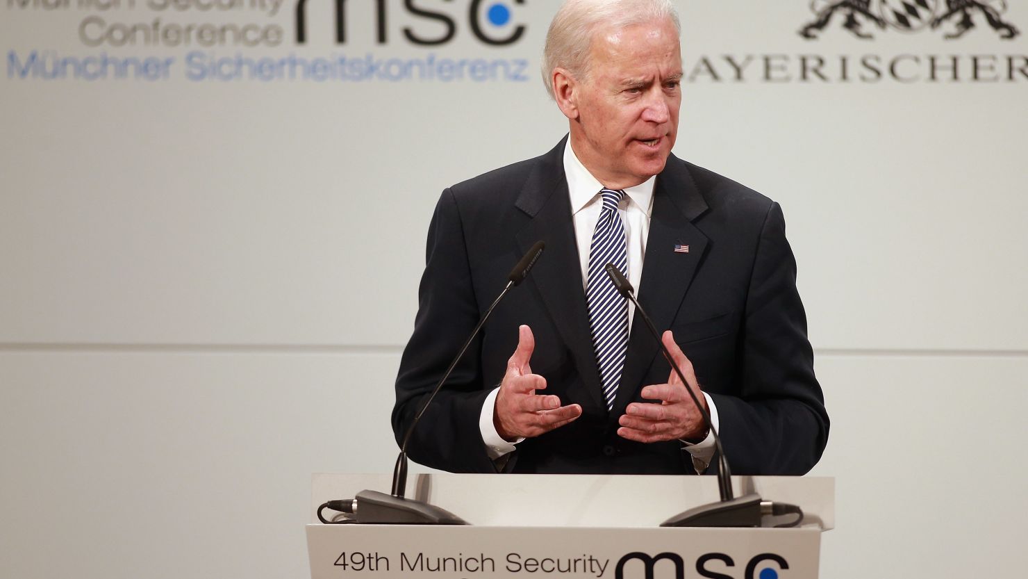 Vice President Joe Biden delivers his keynote speech on Saturday in Munich, Germany.