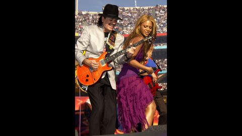 A decade before she wowed viewers at the 2013 Super Bowl Halftime Show, Bey jammed with Carlos Santana during the Super Bowl XXXVII Pregame Show in San Diego on January 26, 2003.