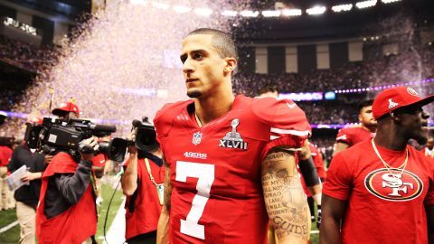 49ers quarterback Colin Kaepernick walks off the field after the game.
