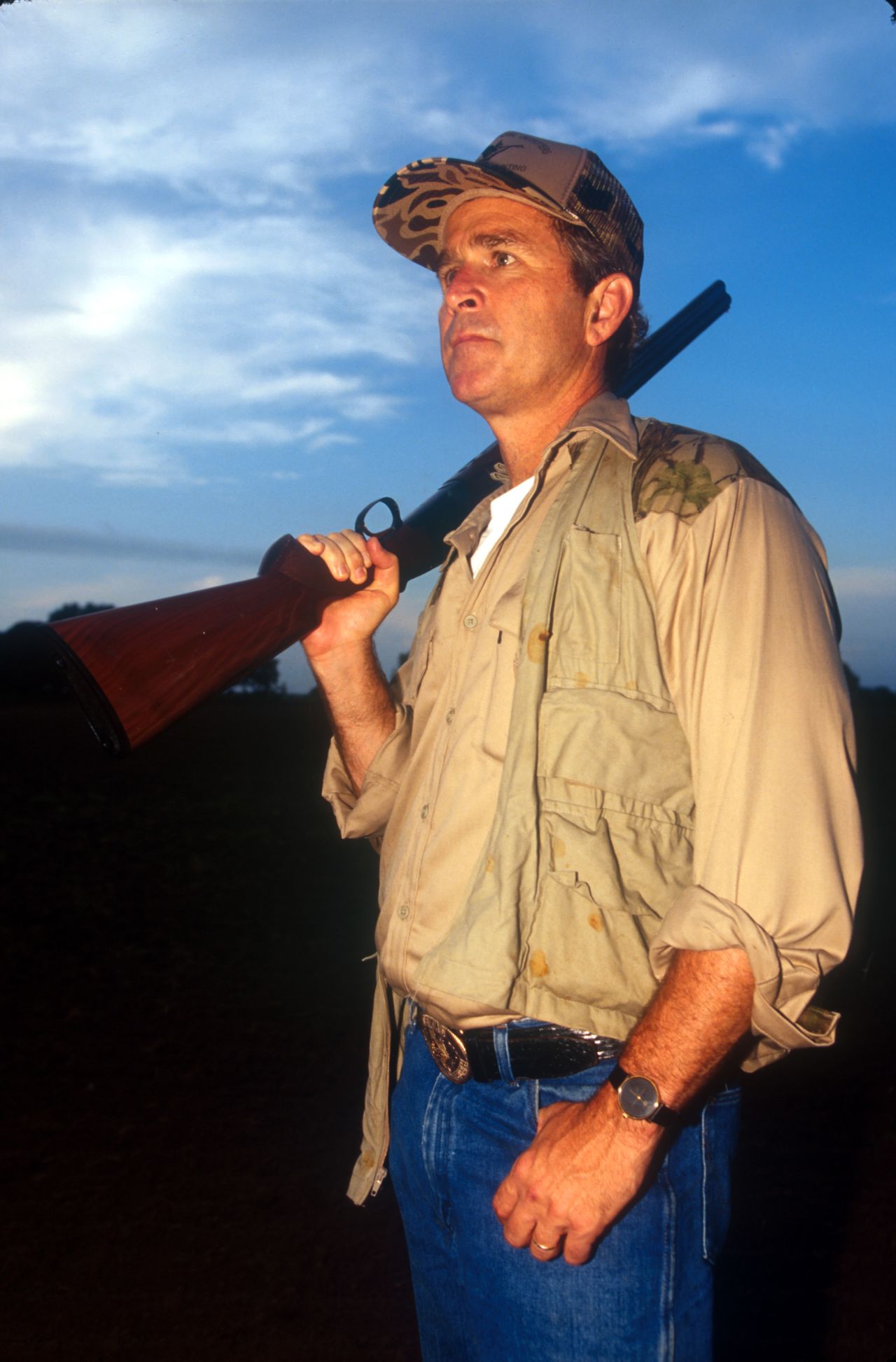 George W. Bush hunts for doves in Hockley, Texas, in September 1994. 