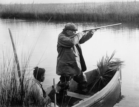 Grover Cleveland hunts for ducks in January 1880.