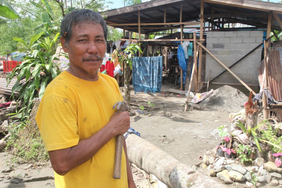 Rodrigo Palaga, 63, says he needs plywood and tools to fix up his battered home. So far, only 20% of families have received any help to carry out emergency repairs on their homes.