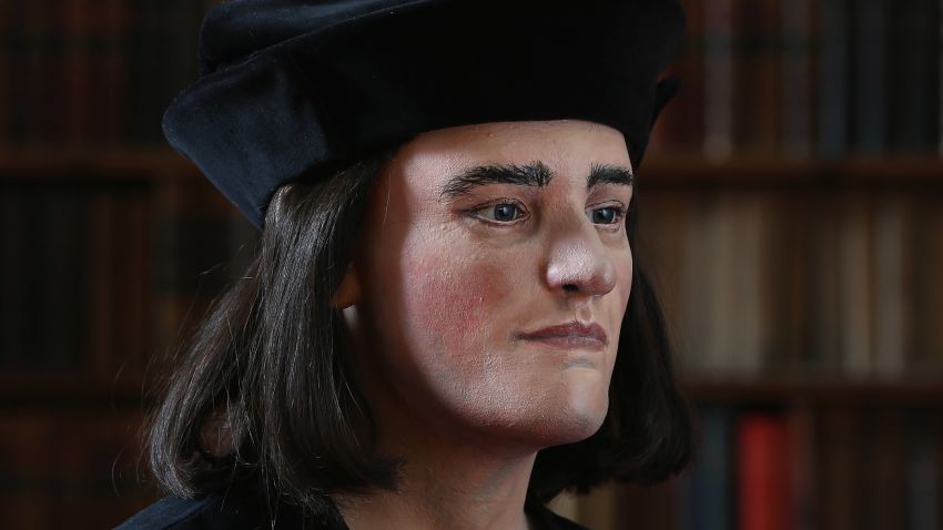 A facial reconstruction of King Richard III is unveiled by the Richard III Society on February 5, 2013 in London, England.